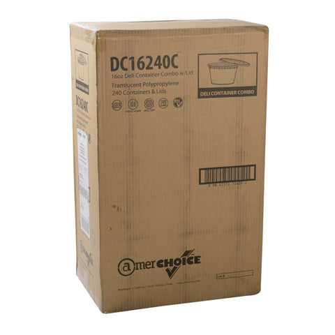 Royal Clear Polypropylene Deli Container with Lid, 16 Ounce -- 240 per case.