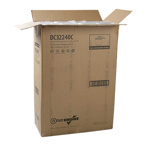 Royal Clear Polypropylene Deli Container with Lid, 32 Ounce -- 240 per case.