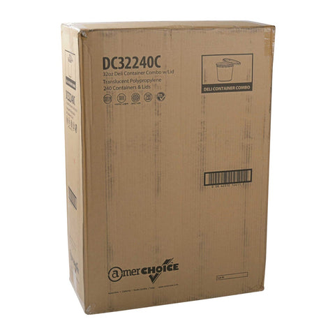 Royal Clear Polypropylene Deli Container with Lid, 32 Ounce -- 240 per case.