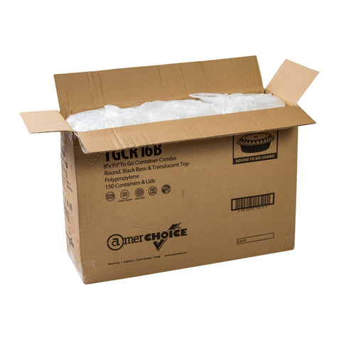 Royal Black Clear Top Round Polypropylene To Go Combo Container, 16 Ounce -- 150 per case.