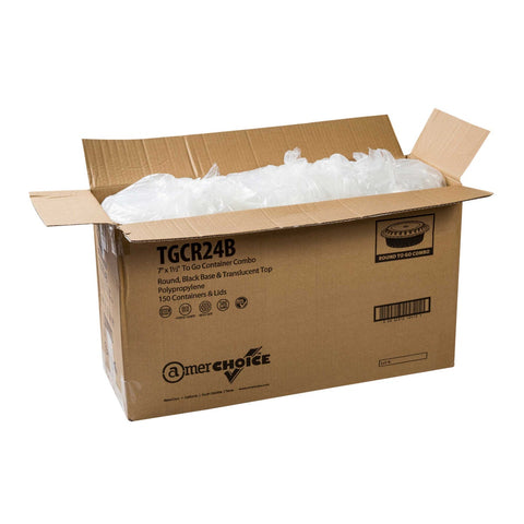 Royal Black Clear Top Round Polypropylene To Go Combo Container, 24 Ounce -- 150 per case.