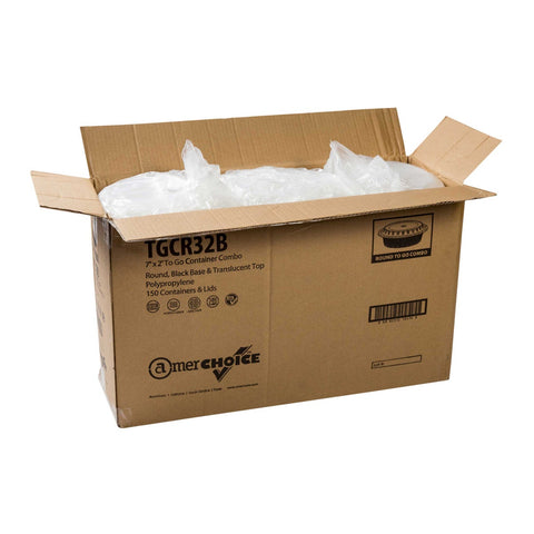 Royal Black Clear Top Round Polypropylene To Go Combo Container, 32 Ounce -- 150 per case.