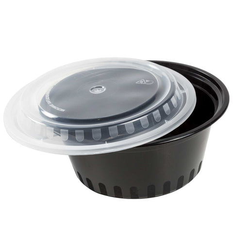 Royal Black Clear Top Round Polypropylene To Go Combo Container, 38 Ounce -- 150 per case.