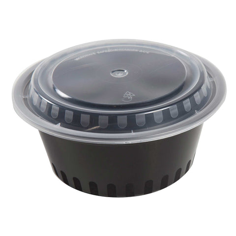 Royal Black Clear Top Round Polypropylene To Go Combo Container, 38 Ounce -- 150 per case.