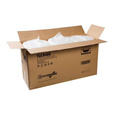 Royal Black Clear Top Round Polypropylene To Go Combo Container, 48 Ounce -- 150 per case.