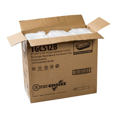 Royal Black Clear Top Rectangle Polypropylene To Go Combo Container, 12 Ounce -- 150 per case.