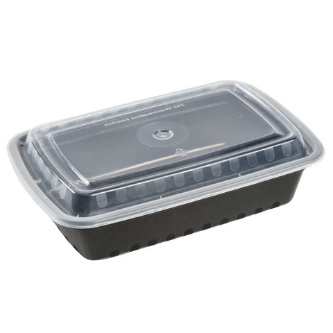 Royal Black Clear Top Rectangle Polypropylene To Go Combo Container, 28 Ounce -- 150 per case.