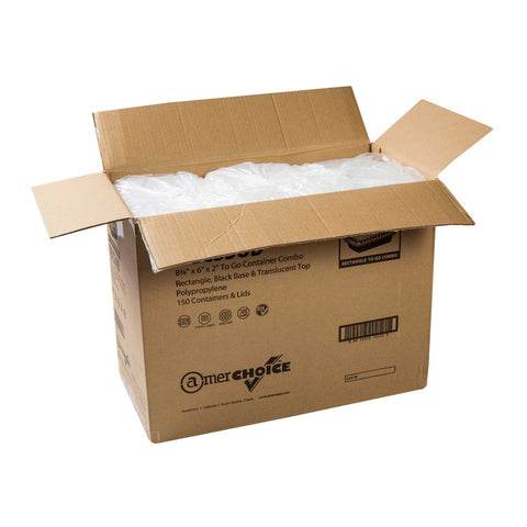 Royal Black Clear Top Rectangle Polypropylene To Go Combo Container, 38 Ounce -- 150 per case.