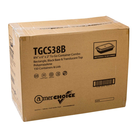 Royal Black Clear Top Rectangle Polypropylene To Go Combo Container, 38 Ounce -- 150 per case.