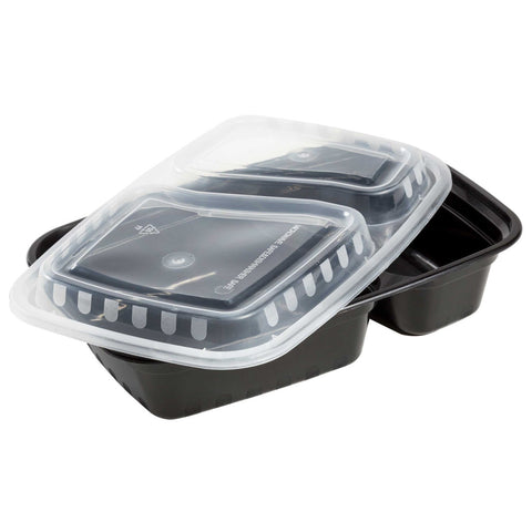 Royal Black Round Polypropylene 2 Compartment To Go Combo Container, 32 Ounce -- 150 per case.