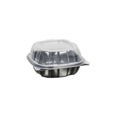 Inno Pak 6 inch Rigid 1 Cell Clear Polypropylene Top Black Bottom Carry Out Microwave Hinged Container, 22 Fluid Ounce -- 171 per case