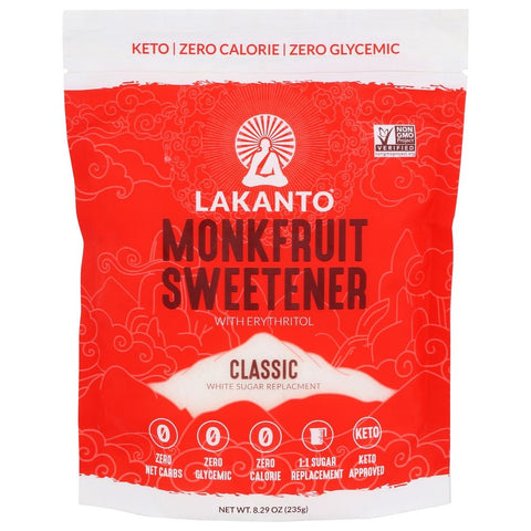 Lakanto Sugar Free Classic Monkfruit Sweetener, 8.29 Ounce -- 8 per case.