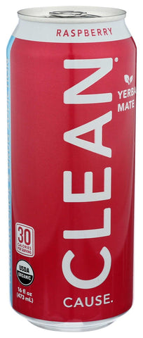 Clean Cause Organic Raspberry Sparkling Yerba Mate, 16 Fluid Ounce -- 12 per case