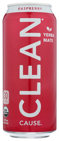 Clean Cause Organic Raspberry Sparkling Yerba Mate, 16 Fluid Ounce -- 12 per case