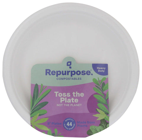 Repurpose Compostable Bagasse Plate, 9 inch - 44 count per pack -- 6 packs per case