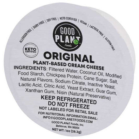 Good Planet Foods Original Cream Cheese Spread, 1 Ounce -- 100 per case