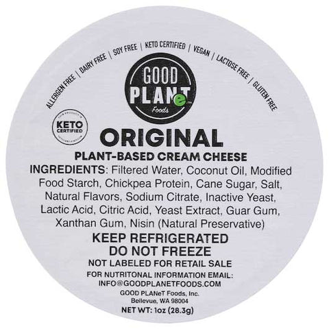 Good Planet Foods Original Cream Cheese Spread, 1 Ounce -- 100 per case
