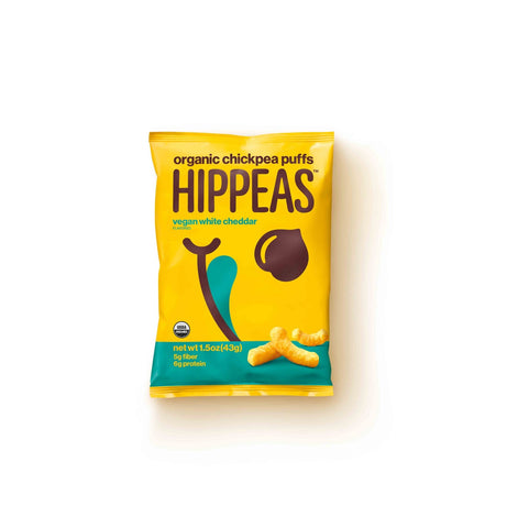 Hippeas Organic Vegan White Cheddar Chickpea Puffs, 1.5 Ounce -- 12 per case.