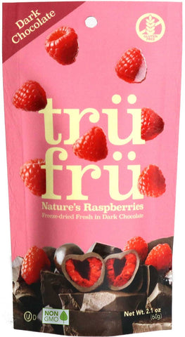 Tru Fru Grab and Share Hyper Dried Real Raspberry in Dark Chocolate, 2.1 Ounce -- 12 per case