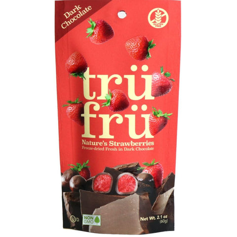 Tru Fru Grab and Go Hyper-Dried Real Strawberries in Dark Chocolate, 2.1 Ounce -- 12 per case