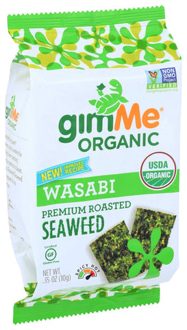 GimMe Organic Wasabi Roasted Seaweed Snacks, 0.35 Ounce -- 12 per case.