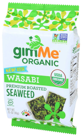 GimMe Organic Wasabi Roasted Seaweed Snacks, 0.35 Ounce -- 12 per case.