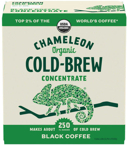 Chameleon Cold Brew Black Coffee Concentrate, 1 Gallon.