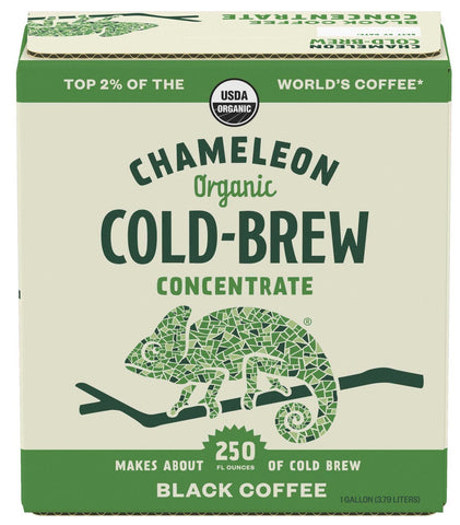 Chameleon Cold Brew Black Coffee Concentrate, 1 Gallon.