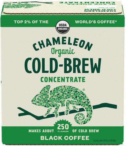 Chameleon Cold Brew Black Coffee Concentrate, 1 Gallon.