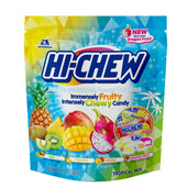 Hi-Chew Original and Topical Mix Fruity Chewy Candy - Stand Up Pouch Floor Shipper -- 24 per case