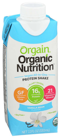 Orgain Organic Protein Vanilla Bean Protein Shake, 11 Fluid Ounce -- 12 per case