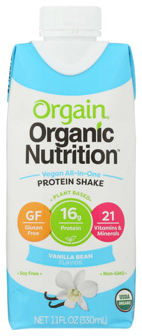 Orgain Organic Protein Vanilla Bean Protein Shake, 11 Fluid Ounce -- 12 per case