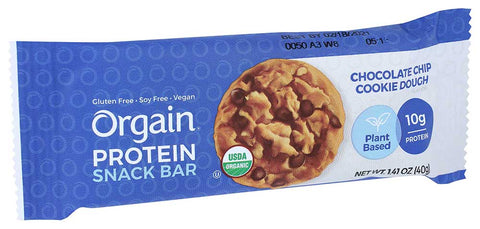 Orgain Organic Chocolate Chip Cookie Dough Protein Bar, 1.41 Ounce -- 12 per case.