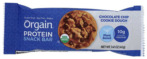 Orgain Organic Chocolate Chip Cookie Dough Protein Bar, 1.41 Ounce -- 12 per case.