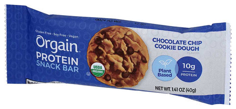 Orgain Organic Chocolate Chip Cookie Dough Protein Bar, 1.41 Ounce -- 12 per case.