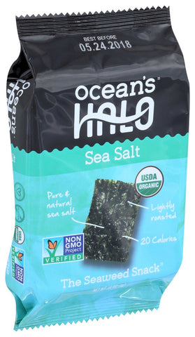 Oceans Halo Organic Seaweed Sea Salt Snack, 0.14 Ounce -- 12 per case
