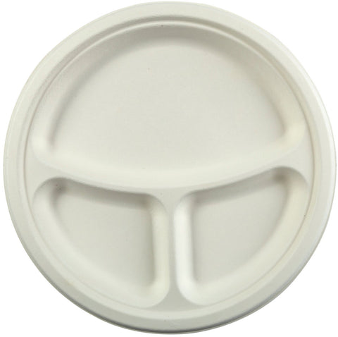 Primeware 3 Section Round Plate, 10 inch -- 500 per case.