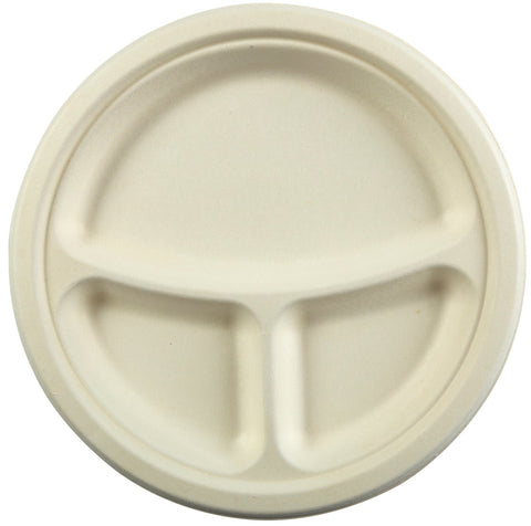 Primeware 3 Section Round Plate, 9 inch -- 500 per case.