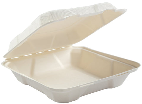 Primeware AmerCare Medium Hinged Lid Container, 7.875 x 8 x 2.5 inch -- 200 per case.