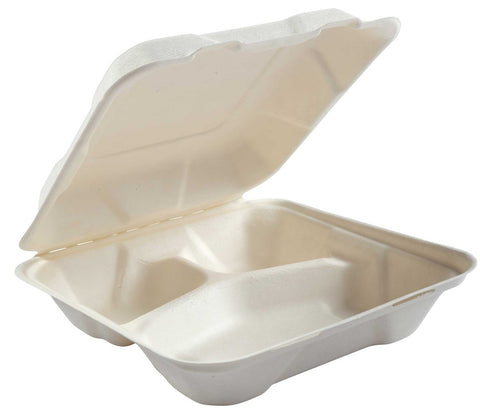Primeware Medium 3 Section Hinged Lid Container, 7.875 x 8 x 2.5 inch -- 200 per case.