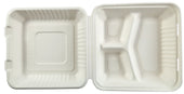 Primeware Large 3 Section Hinged Lid Container, 9 x 9 x 3.19 inch -- 200 per case.
