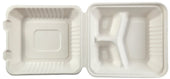Primeware Deep Medium 3 Section Hinged Lid Container, 7.875 x 8 x 3.19 inch -- 200 per case.