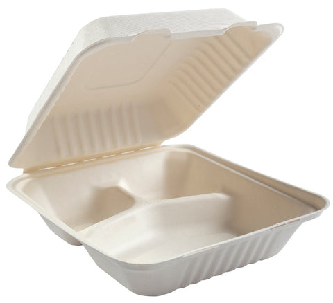 Primeware Deep Medium 3 Section Hinged Lid Container, 7.875 x 8 x 3.19 inch -- 200 per case.