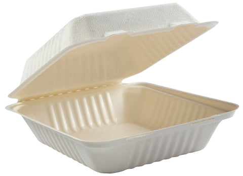 Primeware Plastic Deep Medium Lined Hinged Lid Container, 7.875 x 8 inch -- 160 per case.