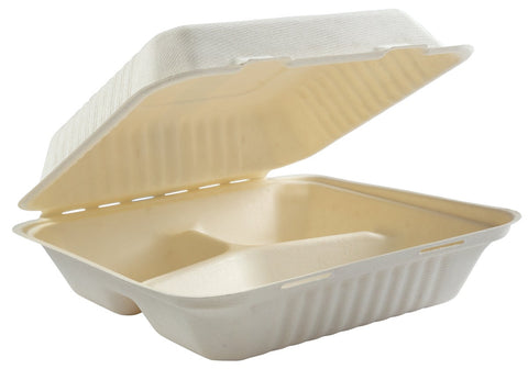Primeware Plastic Large 3 Section Lined Hinged Lid Container, 9 x 9 inch -- 160 per case.