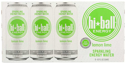 Hi Ball Lemon Lime Sparkling Energy Water, 16 Fluid Ounce - 8 count per pack