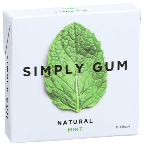 Simply Gum Natural Mint Gum, 15 count per pack -- 12 per case.