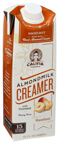 Califia Farms Dairy Free Hazelnut Almond Milk Creamer, 32 Fluid Ounce -- 6 per case