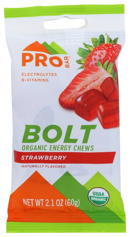 Probar Bolt Organic Strawberry Energy Chews, 2.1 Ounce -- 12 per case.