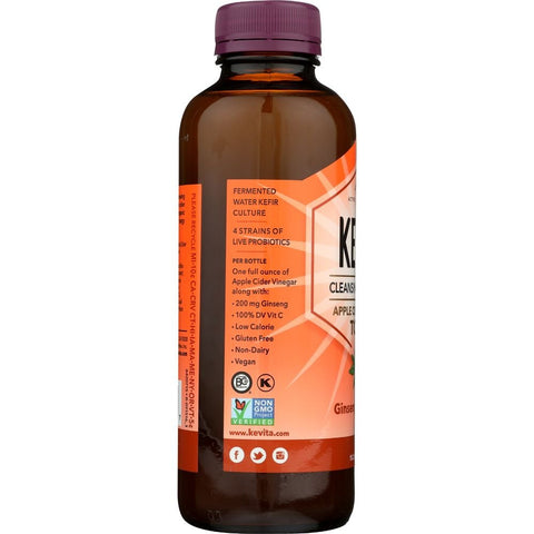 Kevita Organic Ginseng Mandarin Cleansing Probiotic Apple Cider Vinegar Tonic, 15.2 Fluid Ounce -- 6 per case